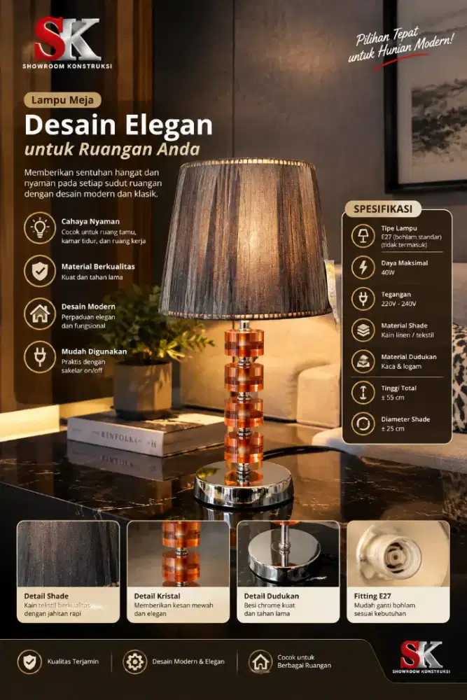 LAMPU MEJA ELEGAN