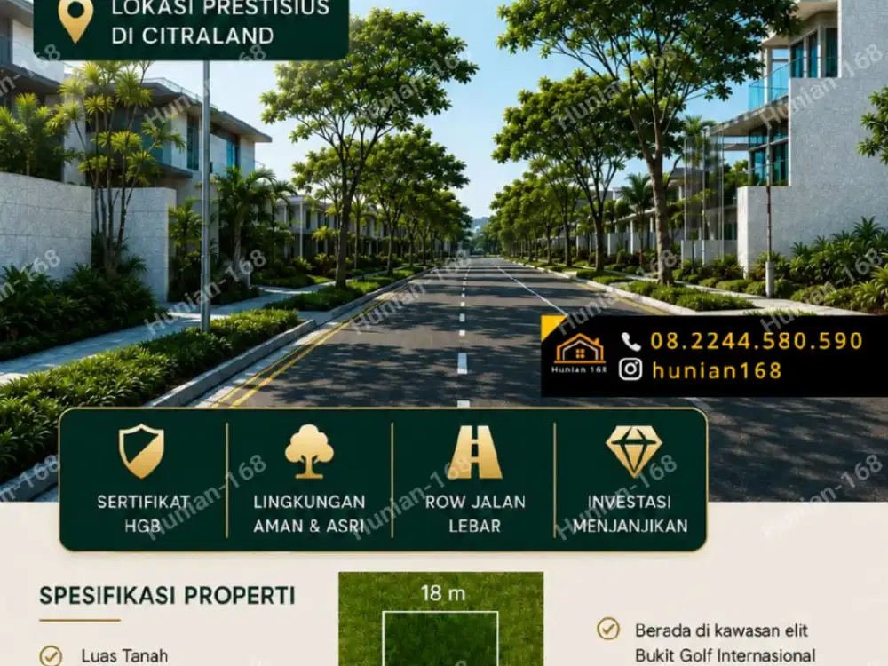 Tanah Kavling Rumah Perumahan Teluk Selat Golf Bukit International BGI Citraland Surabaya Barat