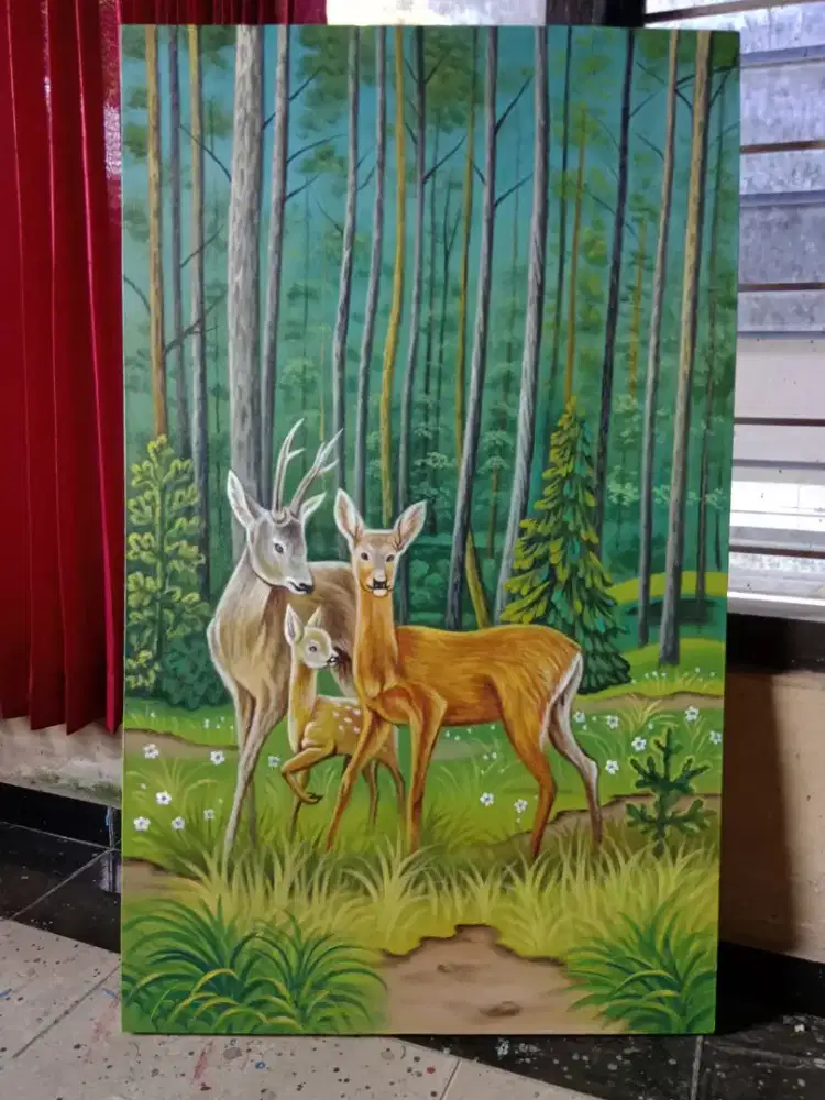 Dijual lukisan kanvas rusa 130x90 cm