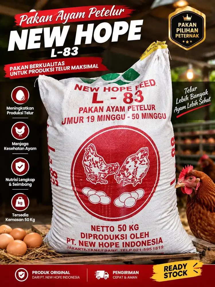 Pakan Ayam Petelur New Hope L-83 Eceran 1 Kg & Karungan