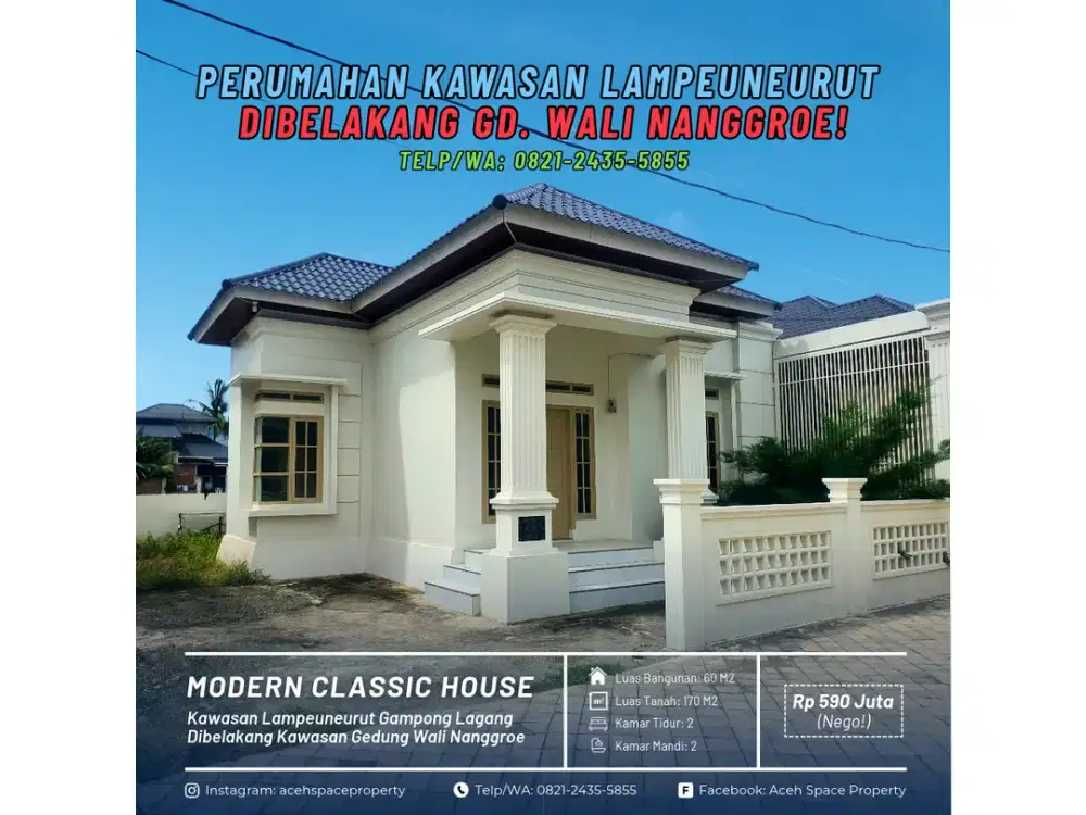 Dijual Rumah Classic di Kawasan Lampeuneurut - Dibelakang Gedung Wali Nanggroe!