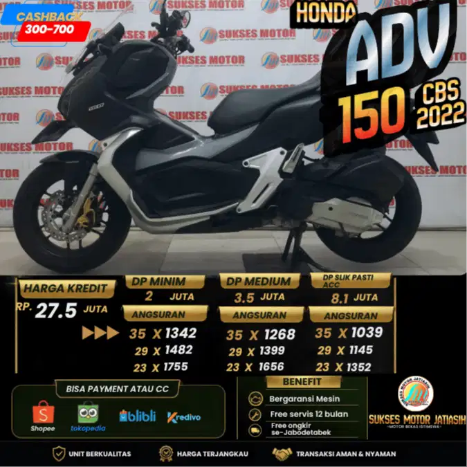 HONDA ADV 150 CBS 2022 PLAT JAKARTA AJIB SIAP PAKAI BISA CASH & KREDIT