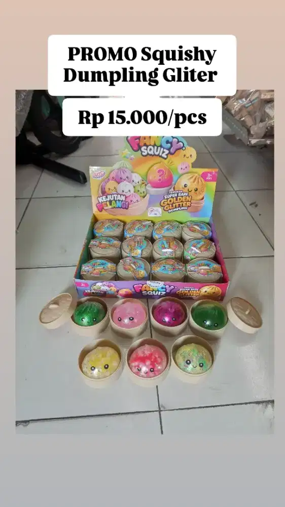 PROMO Mainan Anak Squishy Dumpling Glitter