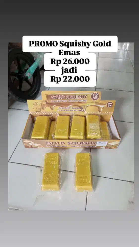 PROMO Mainan Anak Squishy Gold Emas Batang