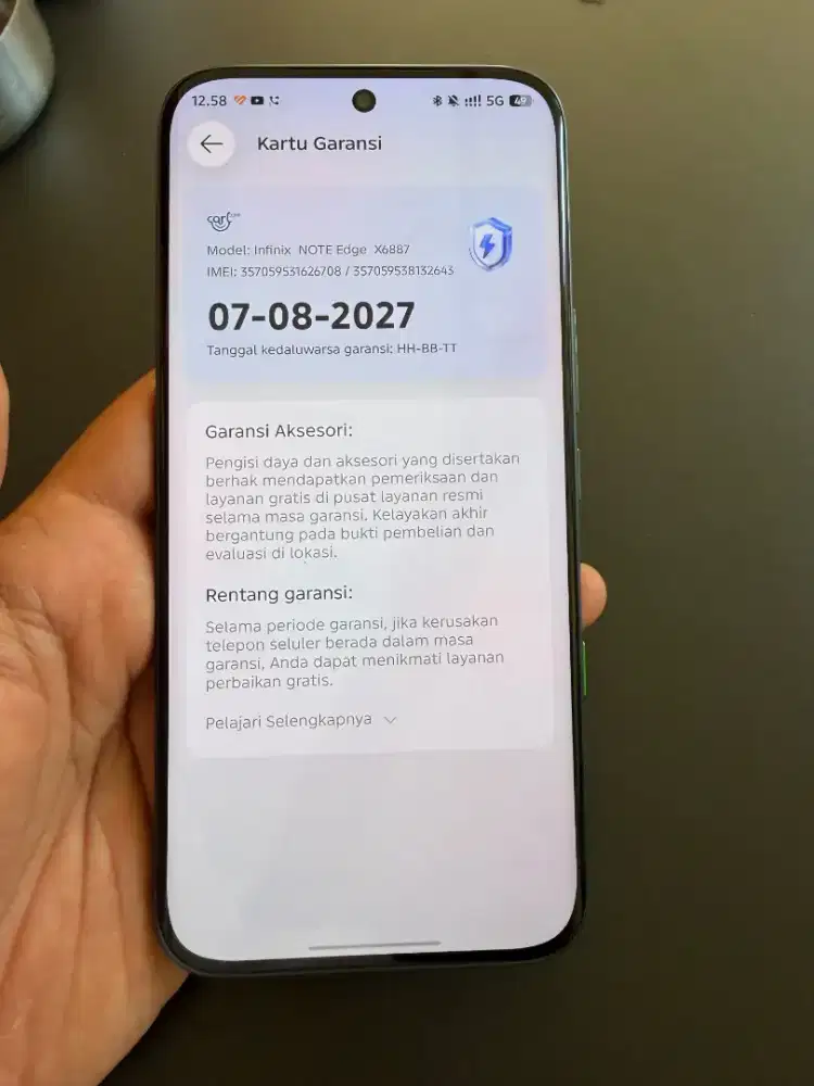 infinix note edge 5G like new baru pake 2 bulan