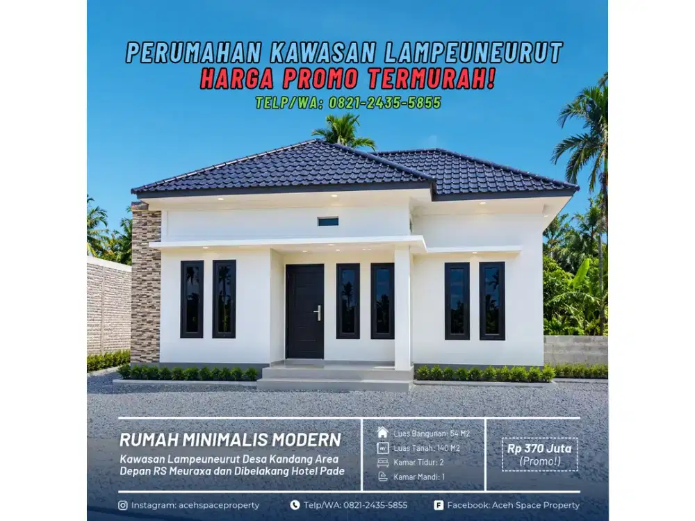 Dijual Rumah Murah di Kawasan Lampeuneurut - Area Dibelakang Hotel The Pade!