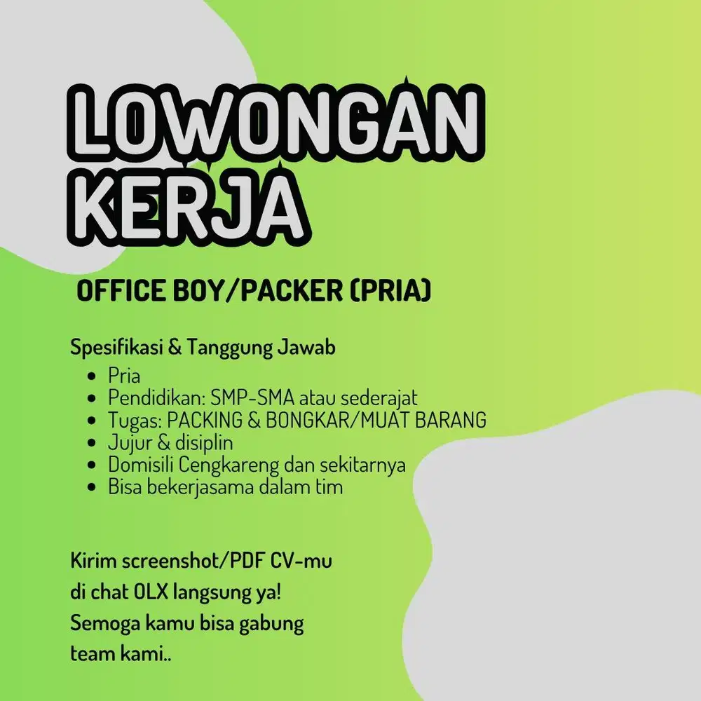 LOKER UTK PRIA (OB/PACKER)