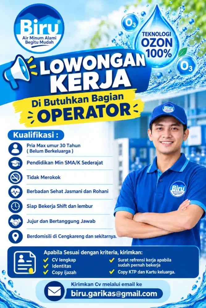 Operator Air isi Ulang Biru
