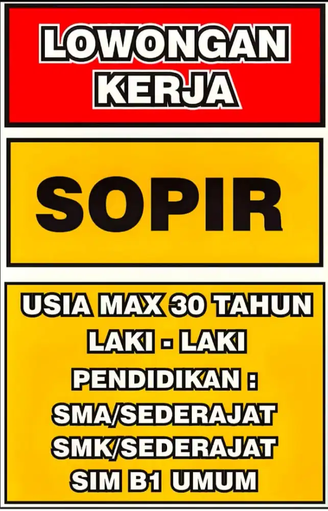 LOWONGAN KERJA SOPIR