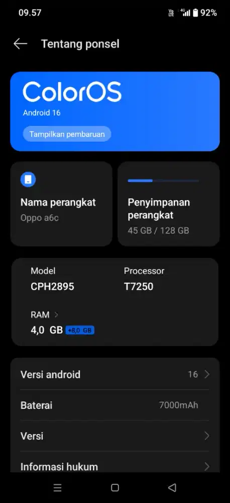 Hp Oppo a6c baru 5 hari