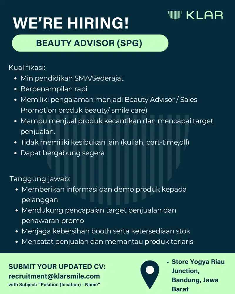 SPG (Penempatan Yogya Riau Junction Bdg & Yogya Cimanggu Bogor)