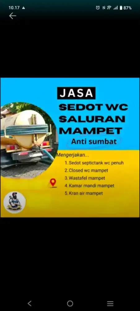Tukang Wc tumpat sedot sapsiteng sumur bor saluran air sumbat filter