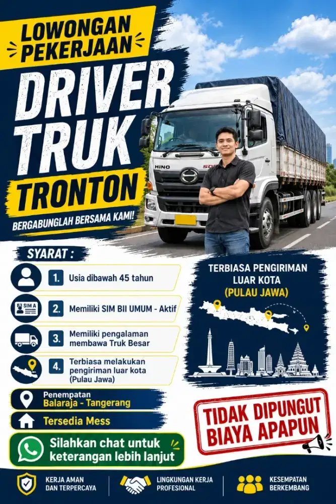 LOWONGAN SUPIR B2 UMUM - BALARAJA TANGERANG