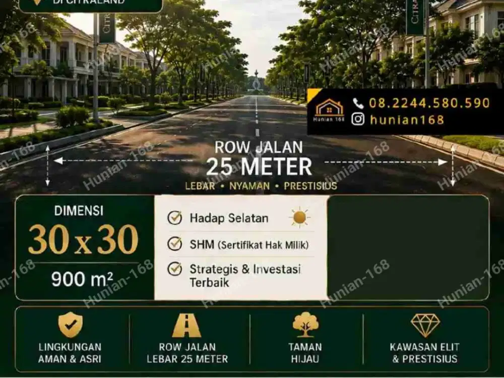 DIJUAL TANAH KAVLING 2 JEJER Perumahan Citraland Surabaya Barat Cluster Raya Waterfront