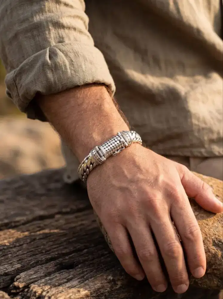 Gelang perak model wheat chain