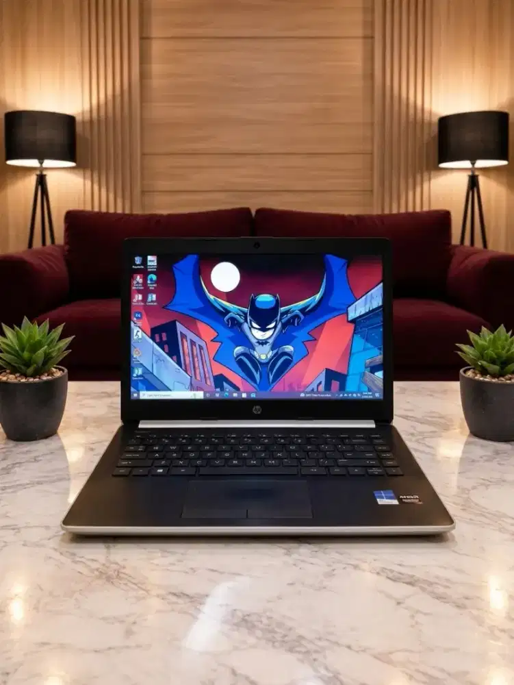 Laptop Slim HP 14 AMD A9 RAM 8GB SSD 128GB Siap Pakai.