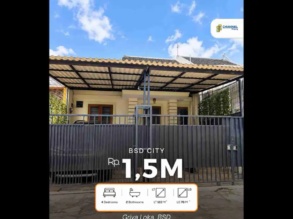Di Jual Rumah Murah 1 Lantai Siap Huni Griya Loka BSD, Es