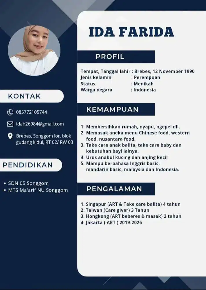 Mencari pekerjaan art / babysuster LIVE OUT (PP)