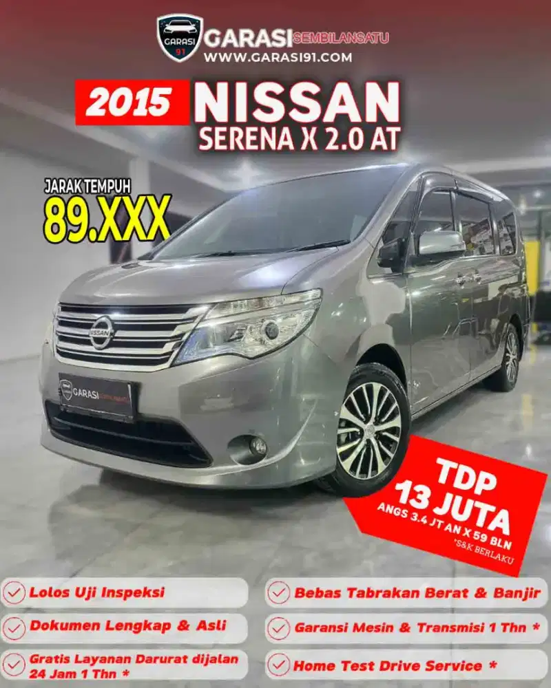 ‼️[ TDP 13 Jt ] ‼️Serena x 2.0 At 2015 ( antik low km 89 ribuan )