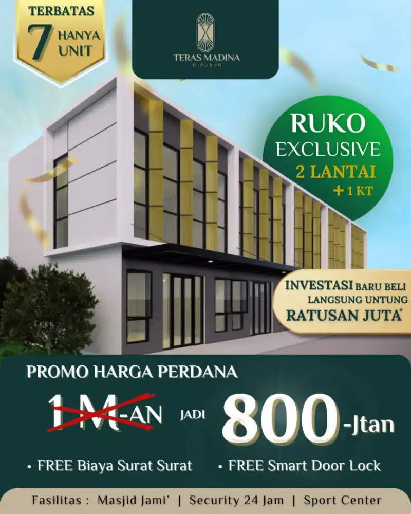 DIJUAL RUKO STRATEGIS 2 LANTAI CIBUBUR 800JUTAAN