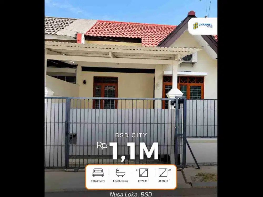 Jual Rumah 1 Lantai Siap Huni Dekat Pasar Modern BSD Nusaloka, Fl