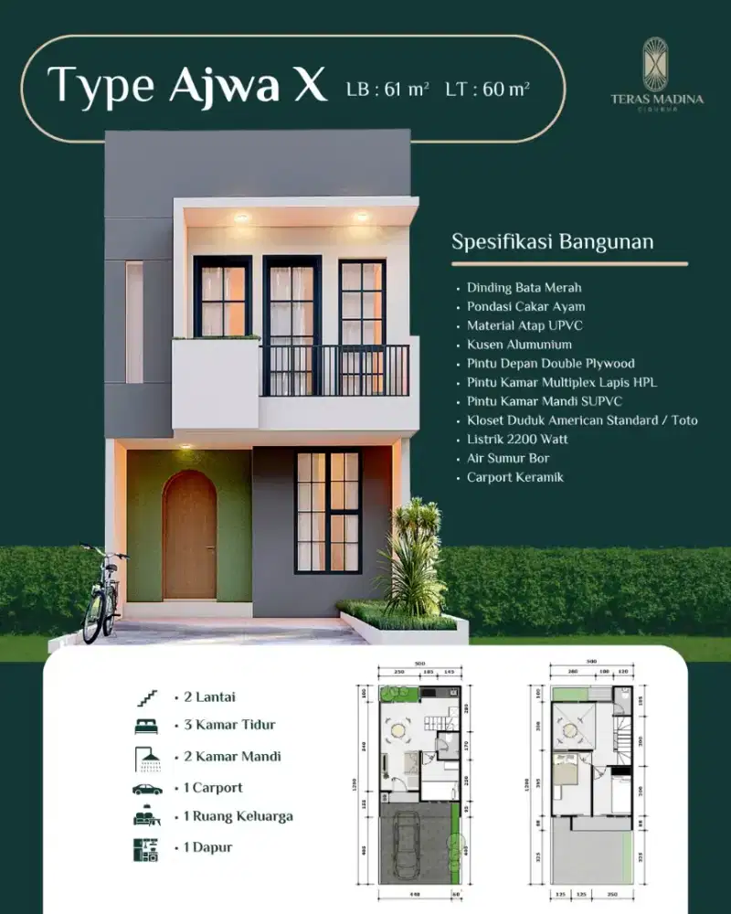 RUMAH 2 LANTAI DEKAT KOTA WISATA