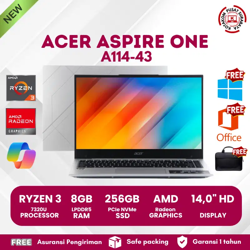 ACER ASPIRE ONE A114-43 RYZEN 3 7320U 8GB LPDDR5 256GB RADEON GRAPHICS