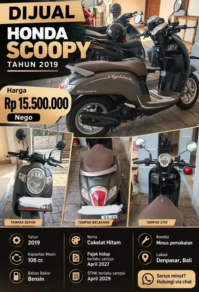 DIJUAL HONDA SCOOPY 2019 pemakaian pribadi