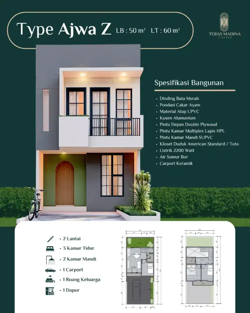 RUMAH MURAH 2 LANTAI NEMPEL KOTA WISATA