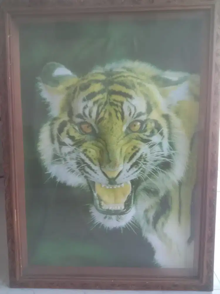 Lukisan Kanvas 3D Kepala Macan