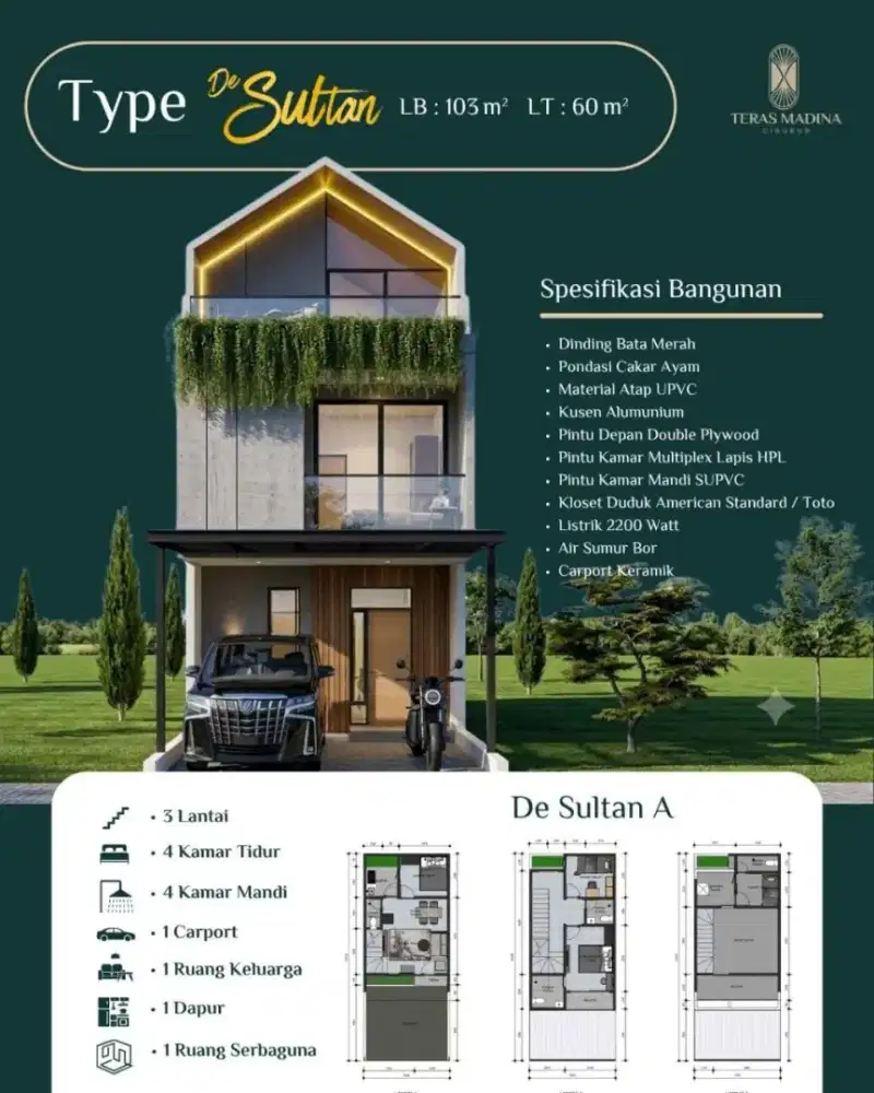RUMAH SULTAN 3 LANTAI DEKAT KOTA WISATA