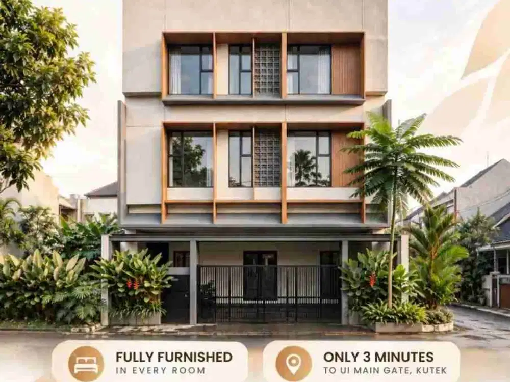 INVESTASI KOST PREMIUM RING 1 UNIVERSITAS INDONESIA
DENGAN 22 KAMAR TIDUR DAN 22 KAMAR MANDI FULLY FURNISHED