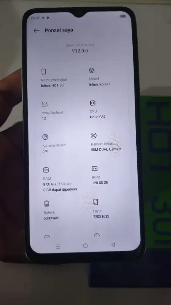 Jual infinix hot 30i, 8+8/128, hp lengkap, hp nya ada minusnya. Nego.