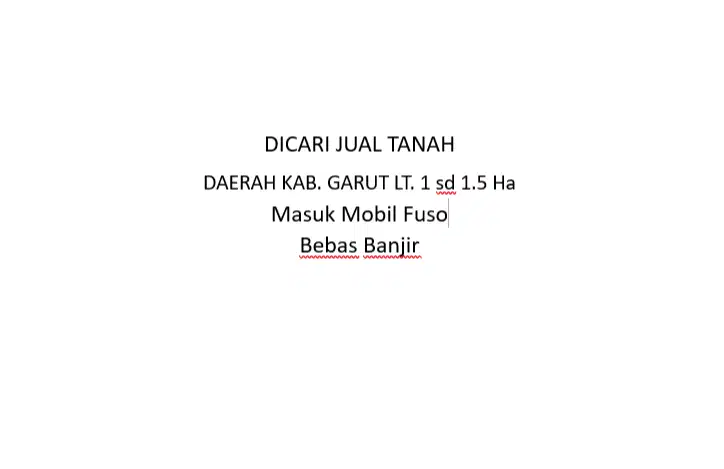 DICARI SEGERA JUAL TANAH AREA KAB. GARUT