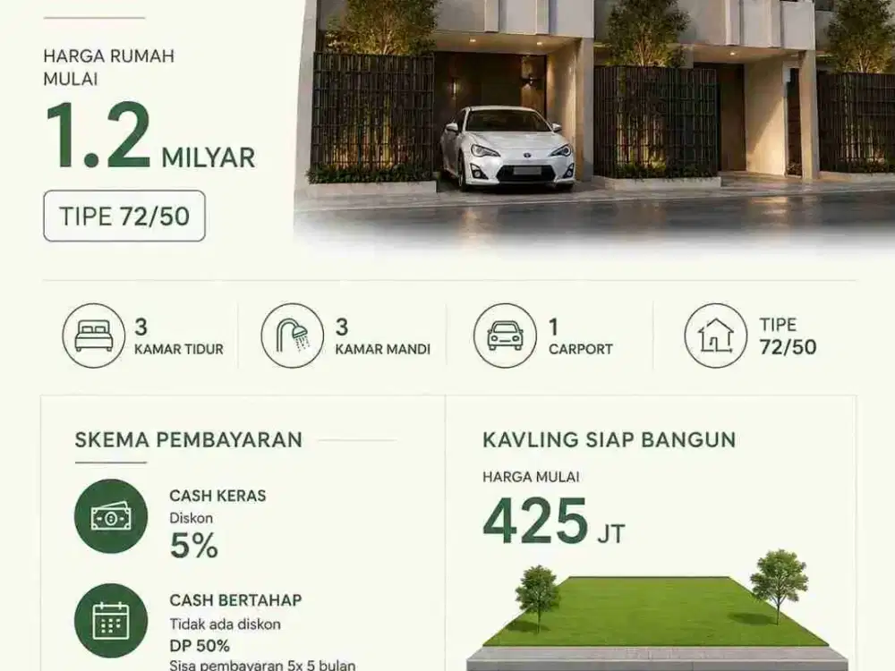 Hunian Elegan untuk keluarga Modern 
Bebas banjir  taman mini jakarta timur