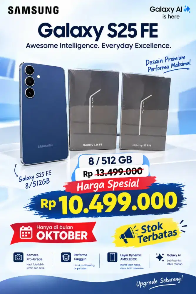 10,499 ‼️  8 / 512 GB
SAMSUNG galaxy S25 FE ‼️
Baru, Segel, Resmi SEIN