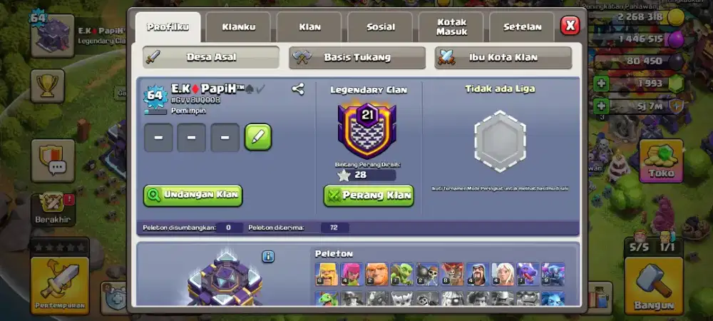 Jual klan LVL 21