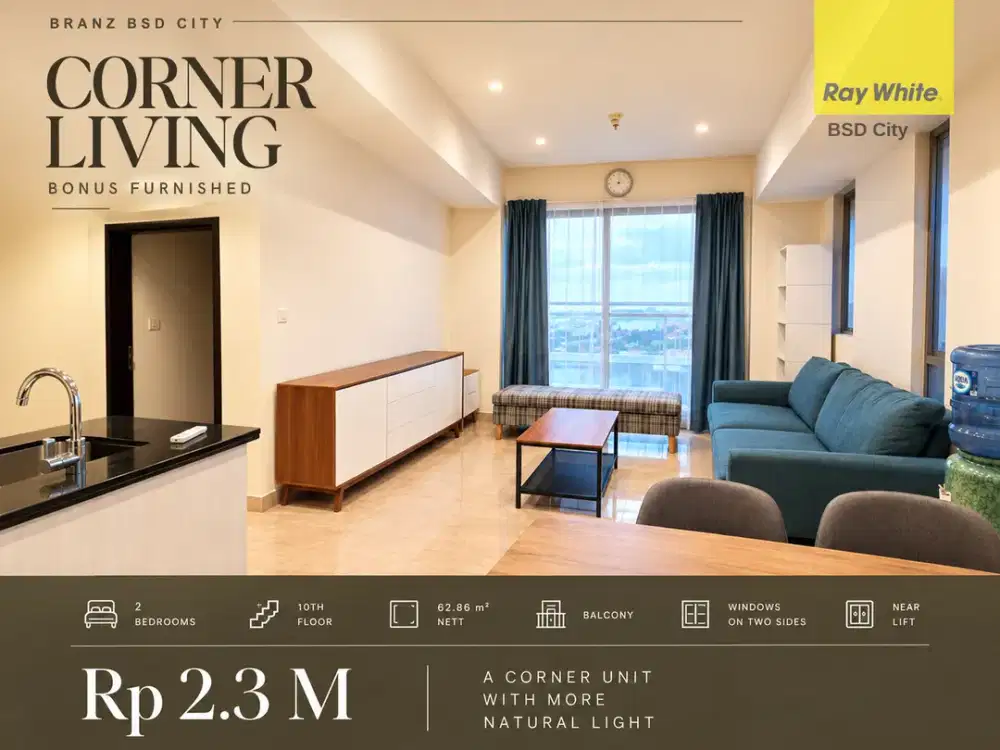 Jarang ada 2 Bedrooms corner lantai rendah, APARTMENT BRANZ BSD CITY