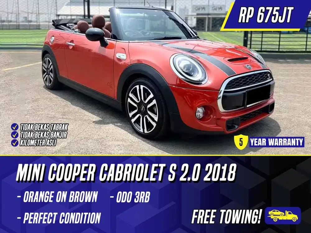 Mini Cooper Cabriolet S 2.0 2018 Orange on Brown Oranye Oren Cabrio