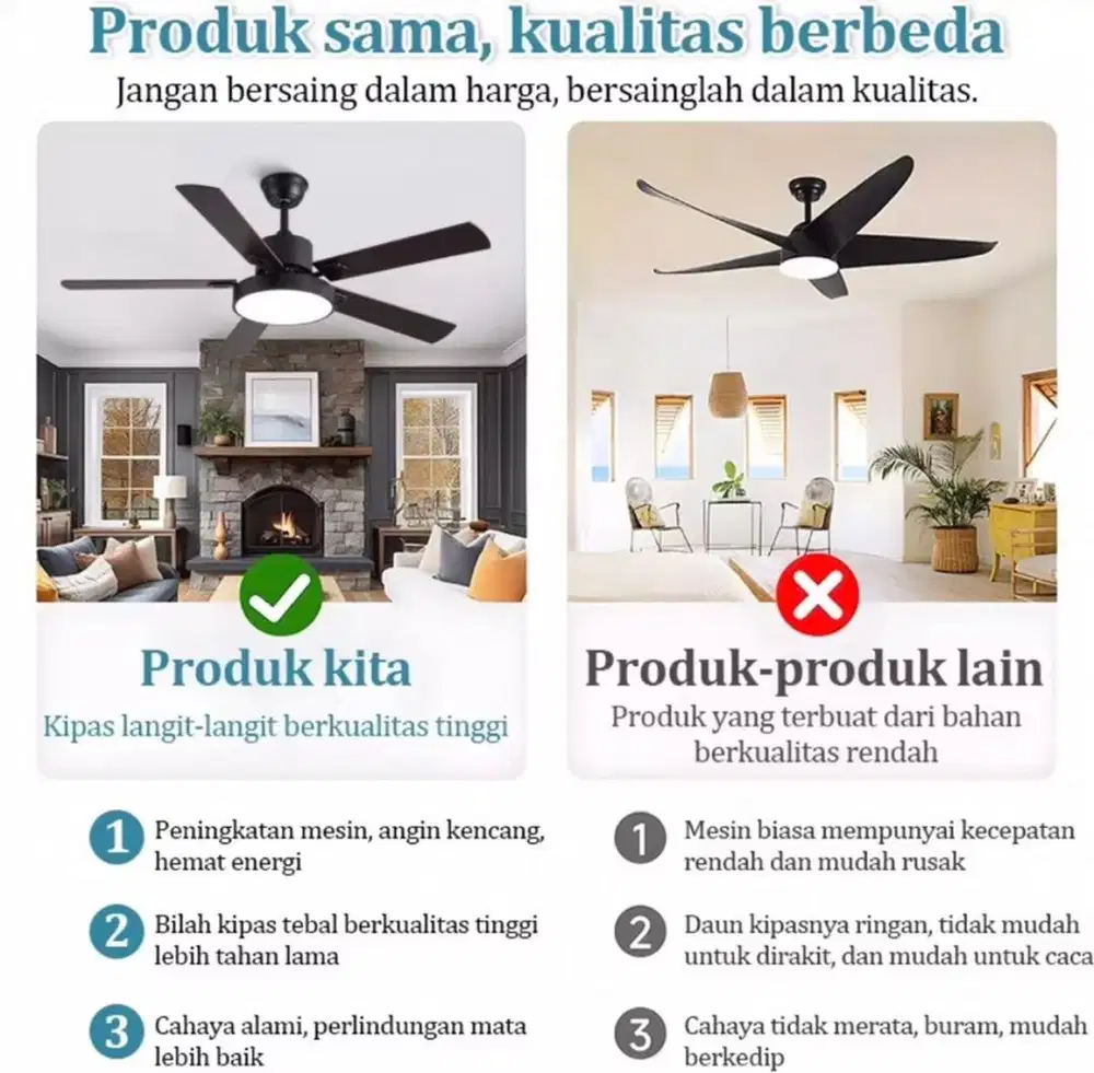 Lampu Kipas Angin plafond gantung 52 inch / kipas angin minimalis