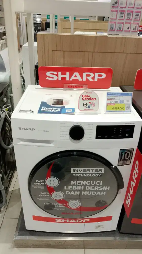 SHARP WM FRONT LOADING 8 KG WHITE