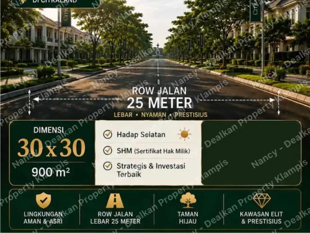 Dijual kavling premium raya waterfront Citraland Surabaya