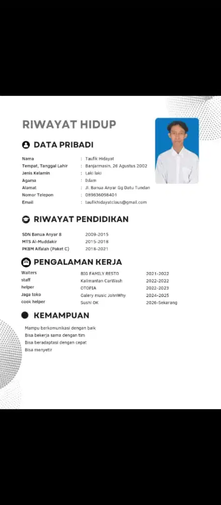 Cari loker supir atau knek pengantaran, boleh keluar kota bemalam dll