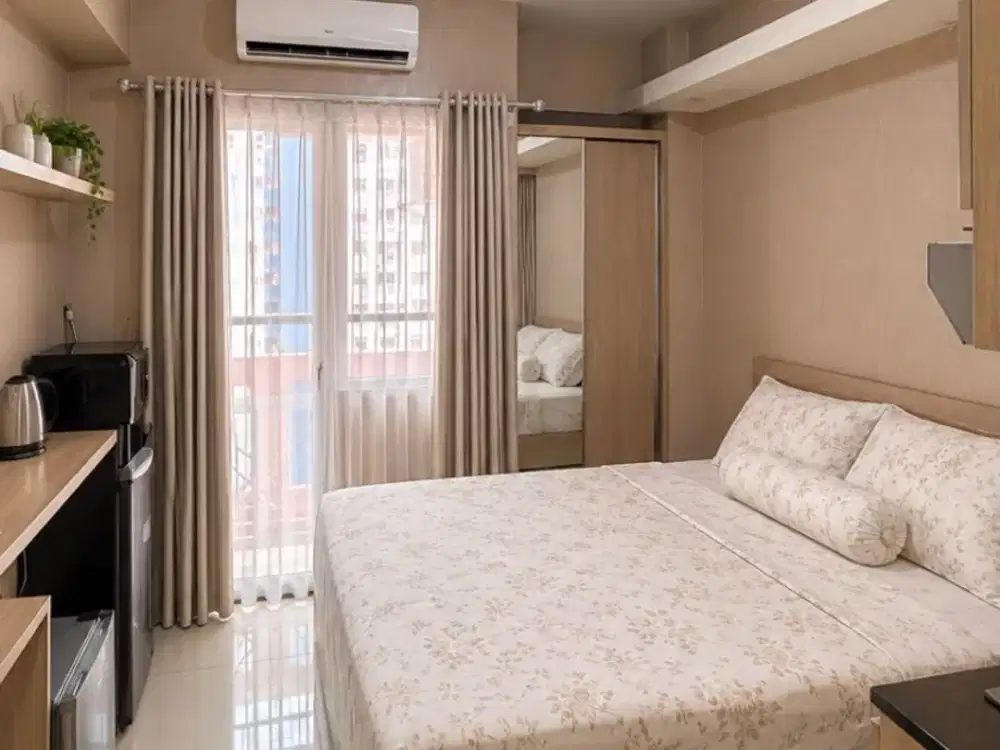 STUDIO FULLY FURNISHED APARTEMEN GREEN PRAMUKA CITY TOWER BOUGENVILLE TAHUNAN JAKARTA PUSAT