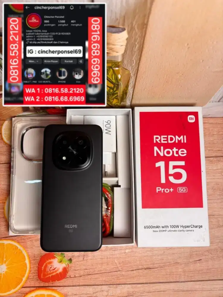 Jual hp Redmi Note 15 5g Pro plus 12/512 likeNEW BH 100% grns feb 2027
