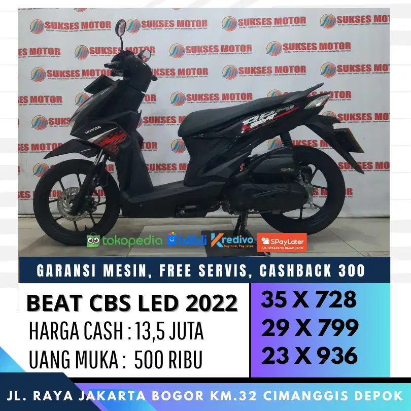BEAT CBS 2022 KREDIT DP 500 CICILAN 600RIBUAN UNIT MULUS BERGARANSI