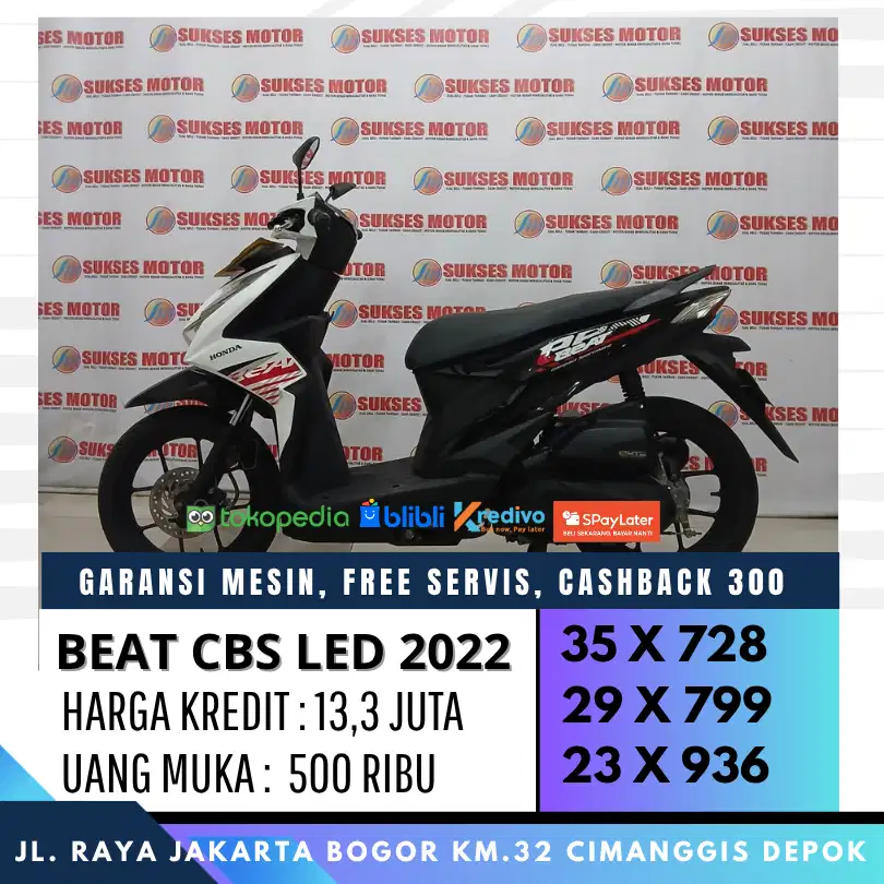 BEAT CBS 2022 KREDIT DP 500 CICILAN 600RIBUAN UNIT MULUS BERGARANSI