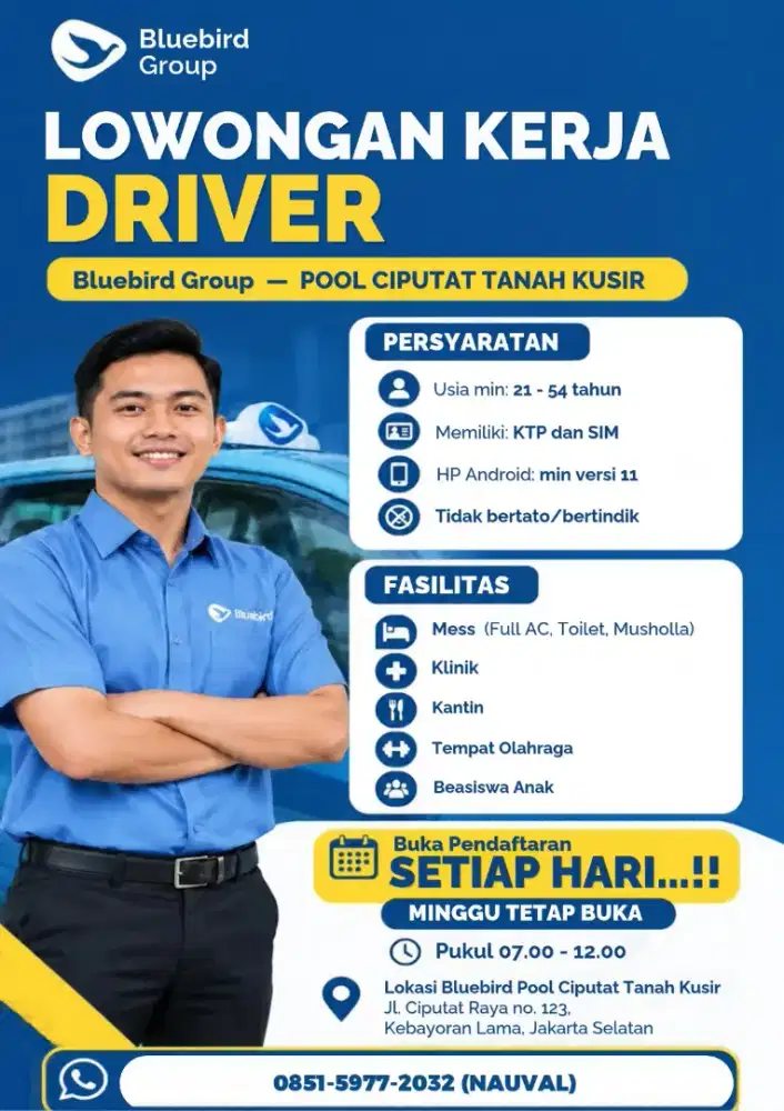 Lowongan Driver Taksi Bluebird