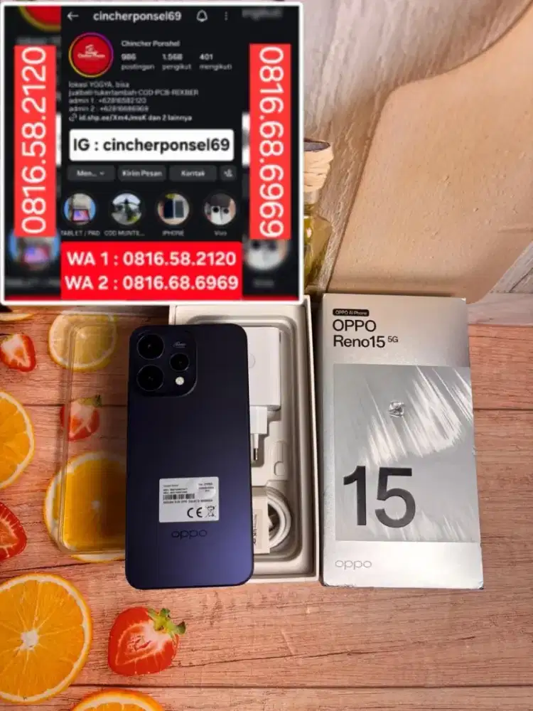 JUAL hp likenew OPPO RENO 15 5G 8/256 istimewa grns APRIL 2028