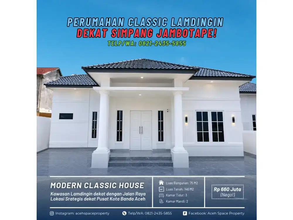 Dijual Rumah Classic di Lamdingin - Dekat Simpang Jambotape!